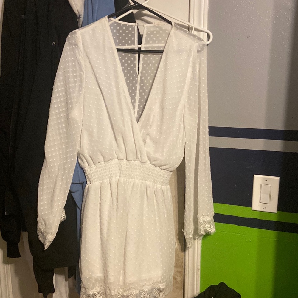 polka dot white romper